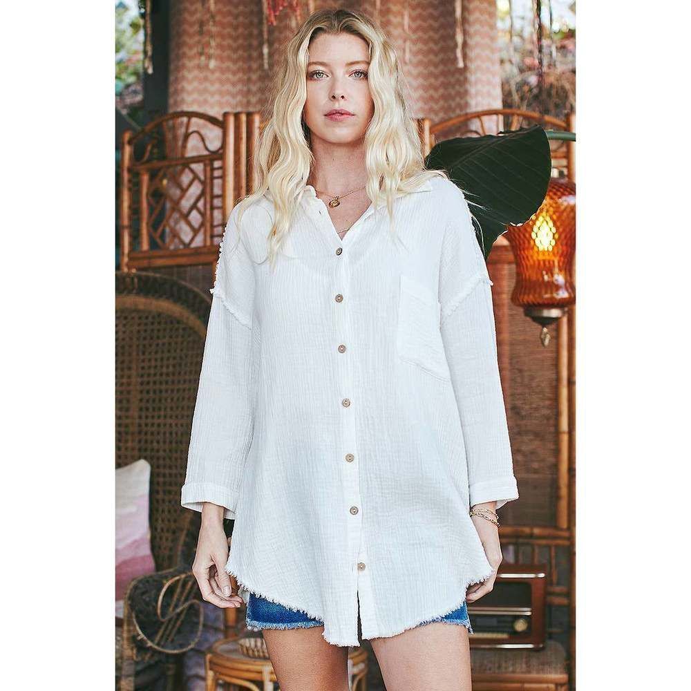 Raw Edge Button Down